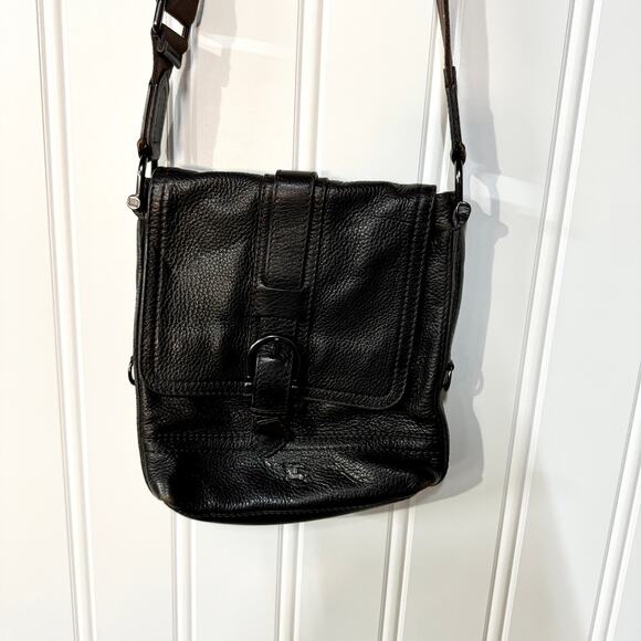 VINTAGE BURBERRY DARK BROWN LEATHER NOVA CHECK BOHO SHOULDER BAG PURSE,W/COVER - Picture 1 of 6